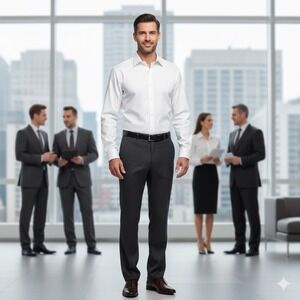 Reaction Kenneth Cole Slim Fit‎ Dress Shirt White Long Sleeve XL Mens 17.5 34 35